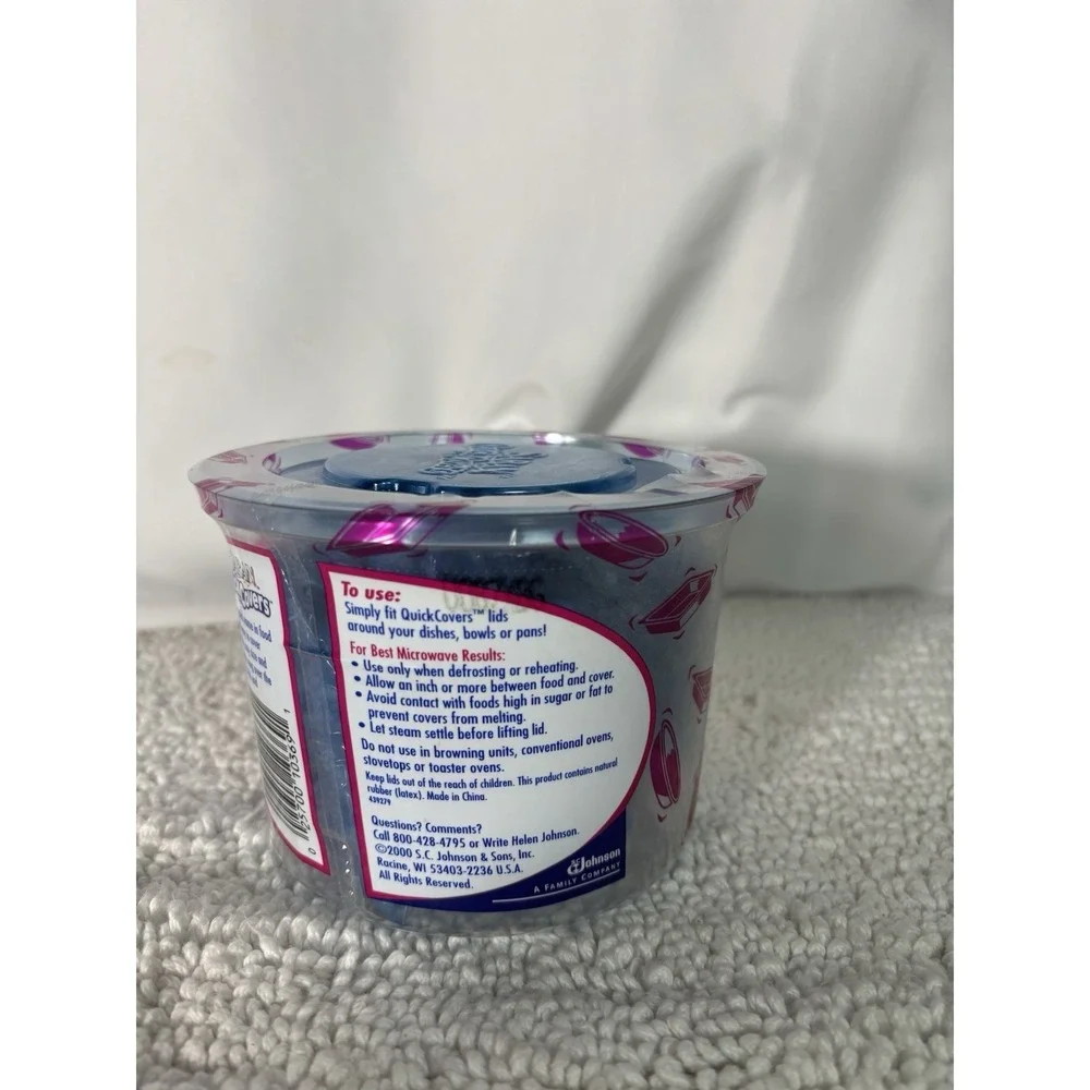 Saran Quick Covers Lids 14 Medium Blue Plastic 14-1/8 inch diameter
